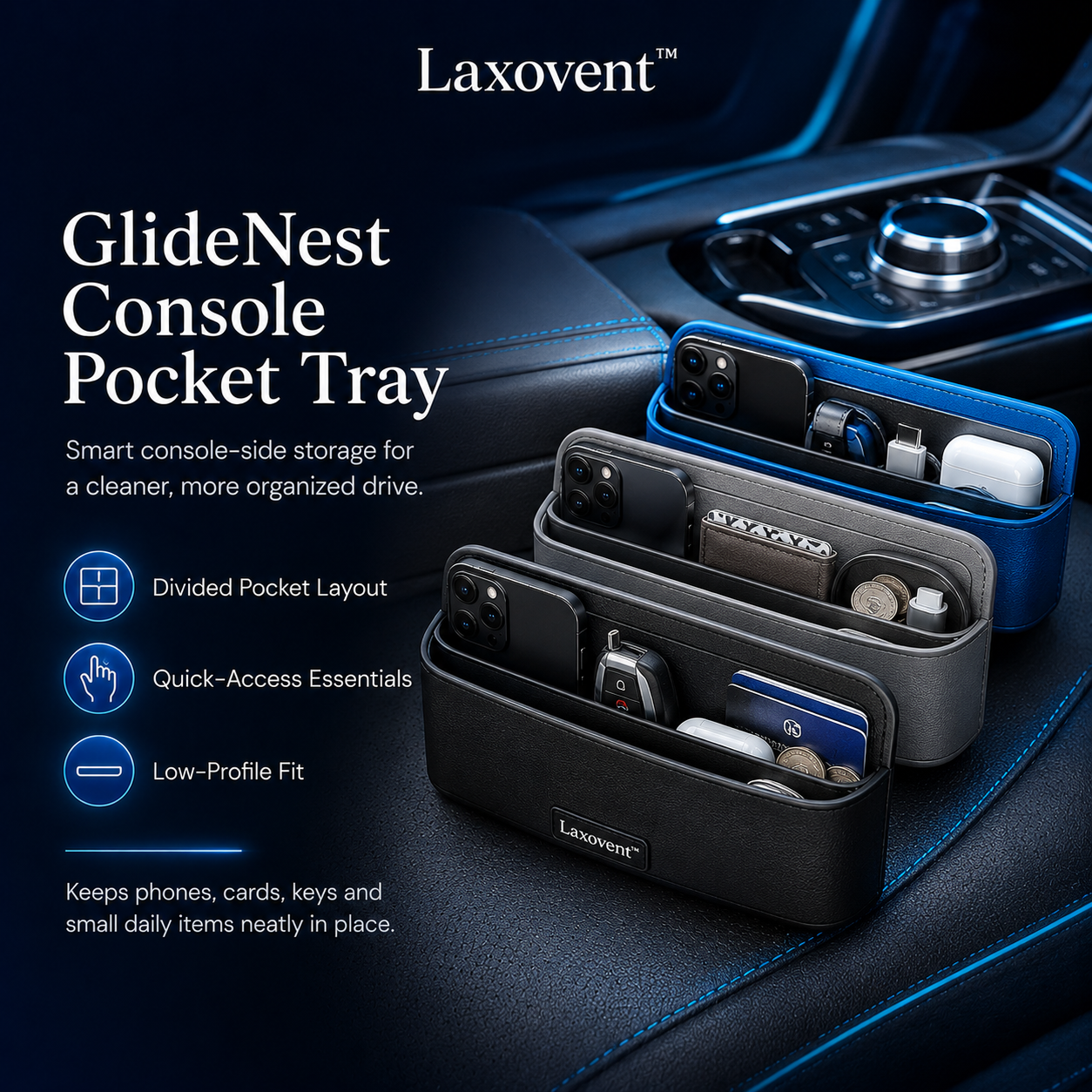 GlideNest Console Pocket Tray
